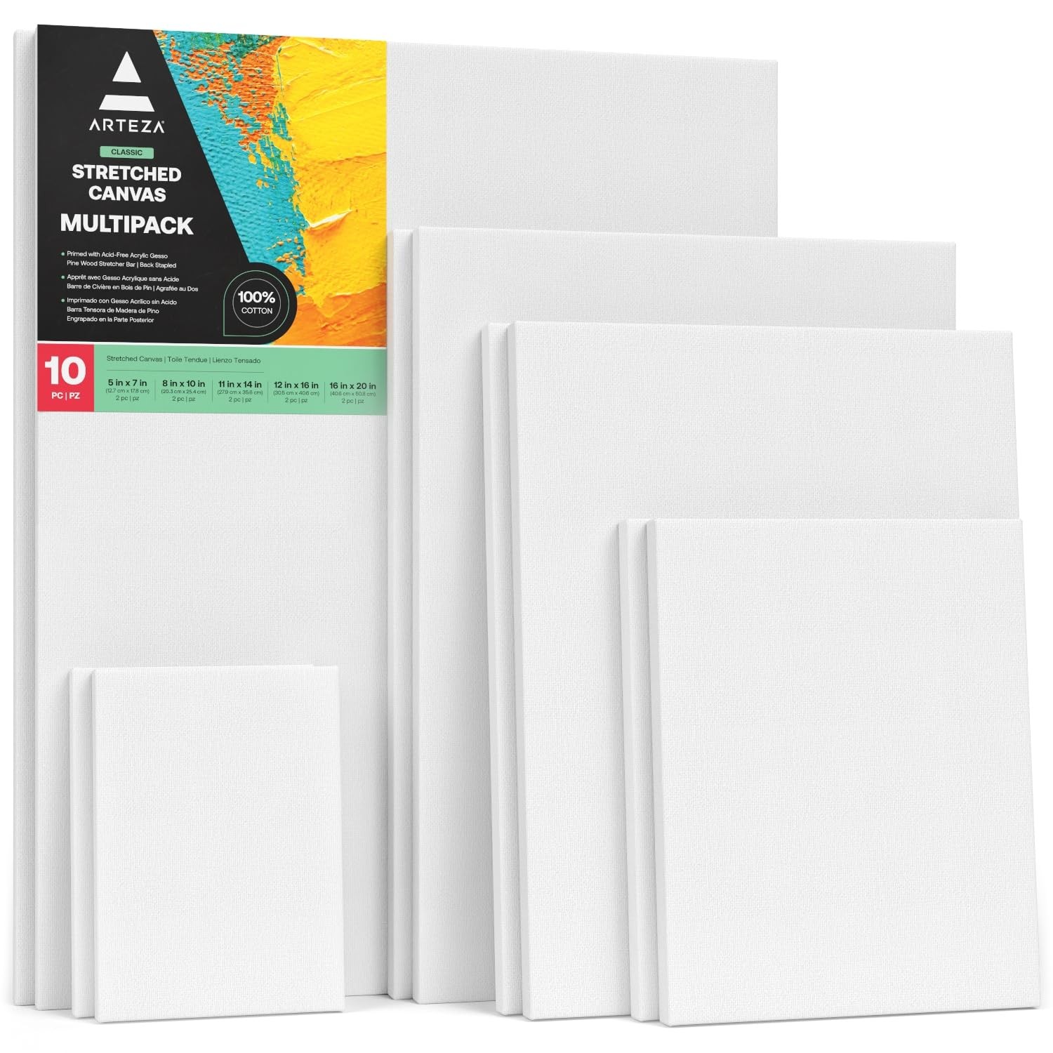 Stretched Canvas, 5 x 7, 8 x 10, 11 x 14, 12 x 16, 16 x 20 Inches, Multipack …
