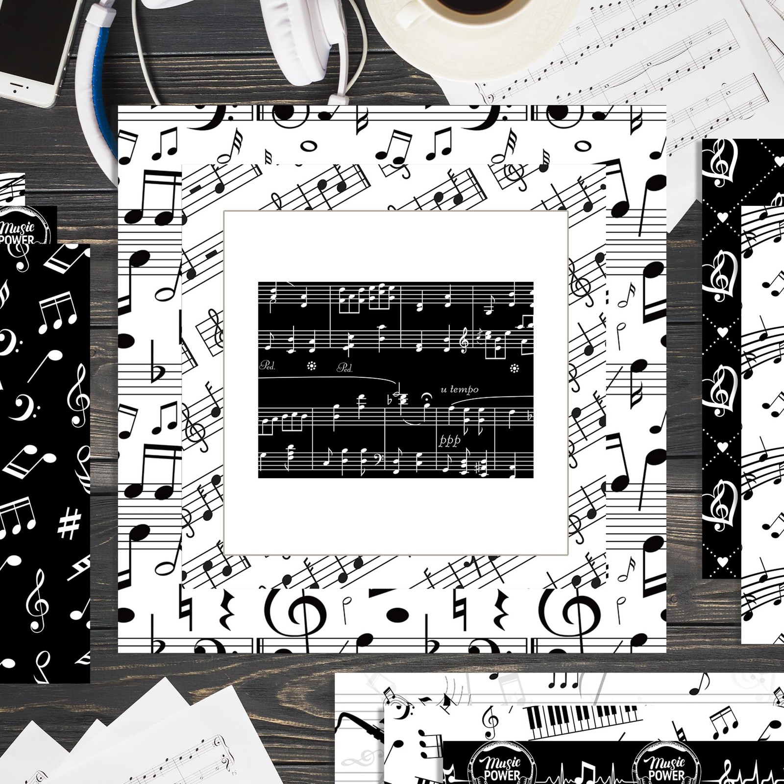24 Sheets Music Notes Scrapbook Paper 11.8 x Inch Musical Multicolor