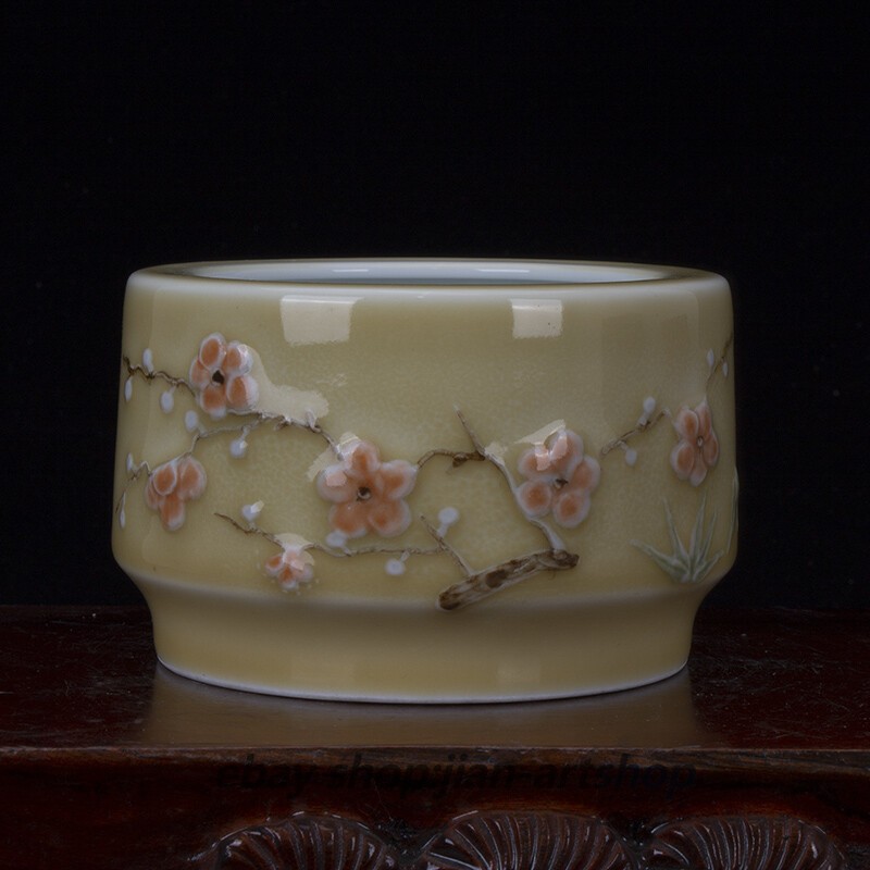 4.5″ Collection Good China Yellow Glaze Porcelain Fambe Peach Tree Ashtray
