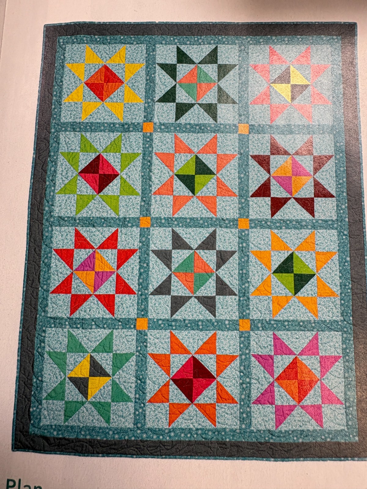 BRIGHT SHINING STARS quilt pattern from a magazine, 46×59″ piecing