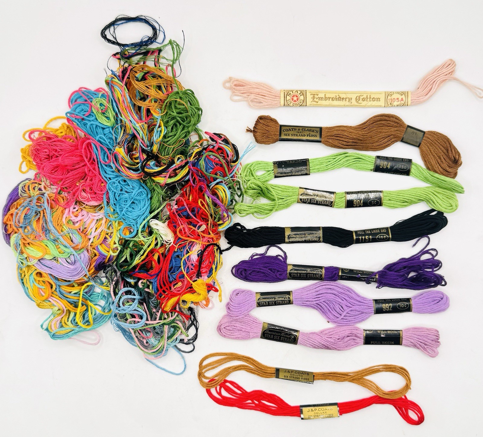 Vintage Lot Of American Thread Co JP Coats Deluxe Pull Skeins Cotton Embroidery