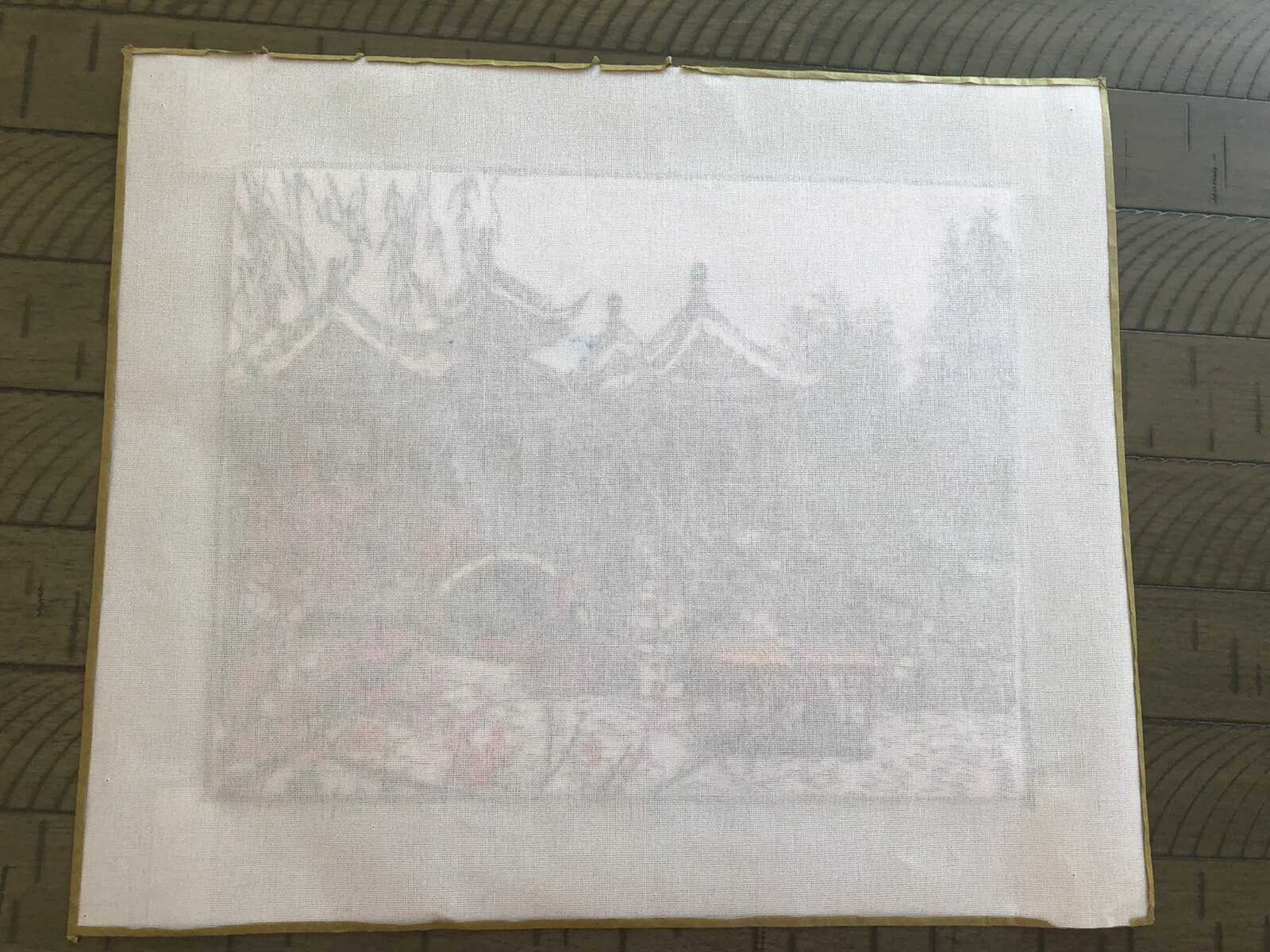 Asian Oriental Chinese Silk Hand Needlepoint Art With Silk Brokade Chinese NEW