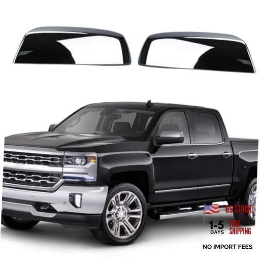 Top Half Direct Replacement Side Mirror Covers Caps for 2014-2018 Chevy Chrome