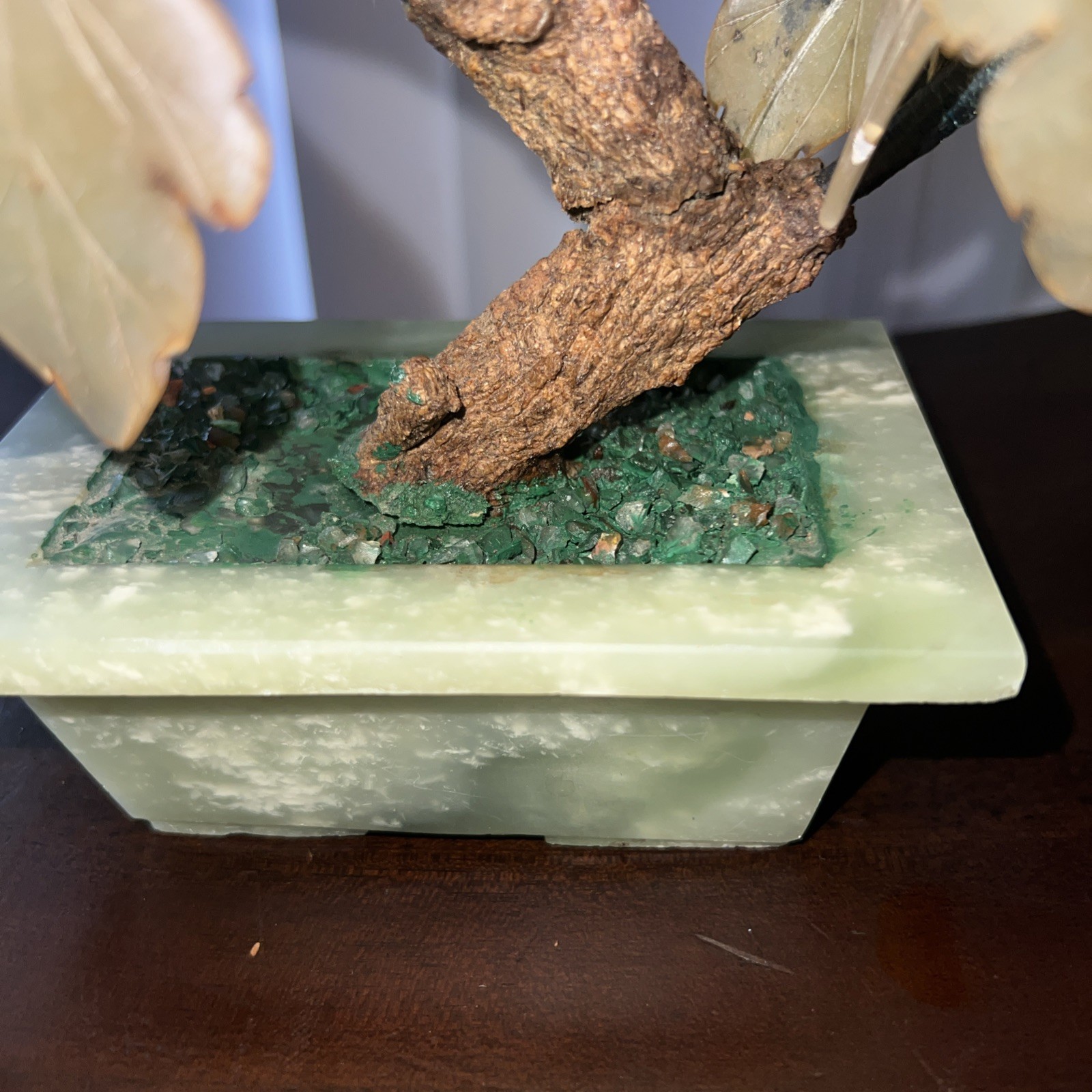 Vtg MCM Jade Agate Carnelian Quartz 14 x 12” Large Bonsai Tree