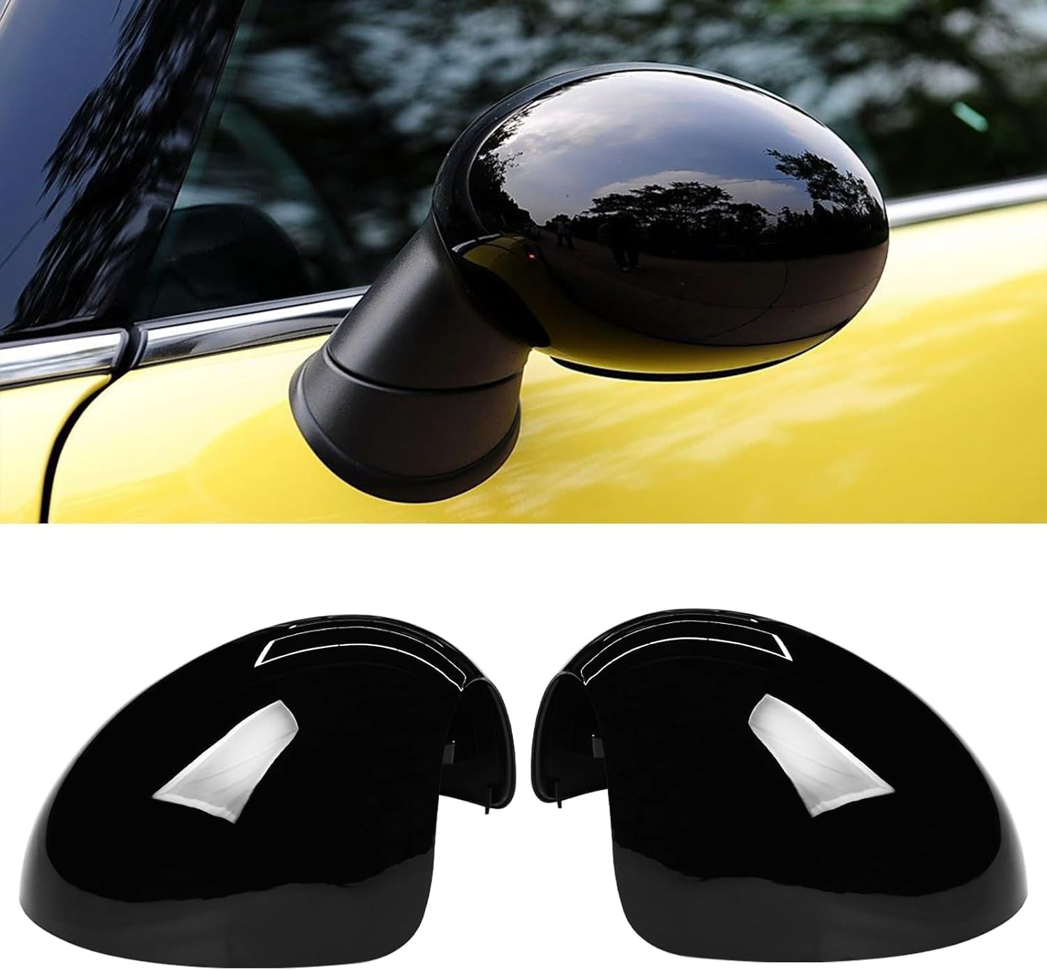 2PCS Compatible with MINI Cooper Mirror For Manual Folding Mirrors Glossy Black