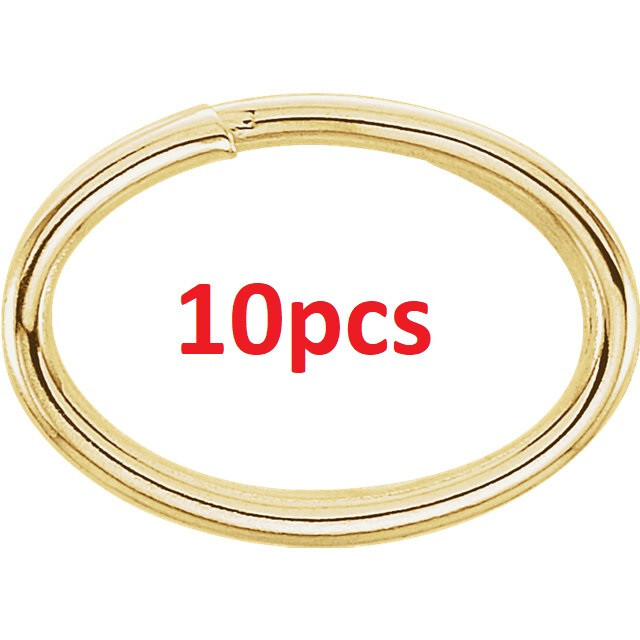 (10) 4.8×6.8mm OD 3.7mm ID 18ga 14k Solid Yellow Gold Oval Split Jump Ring USA