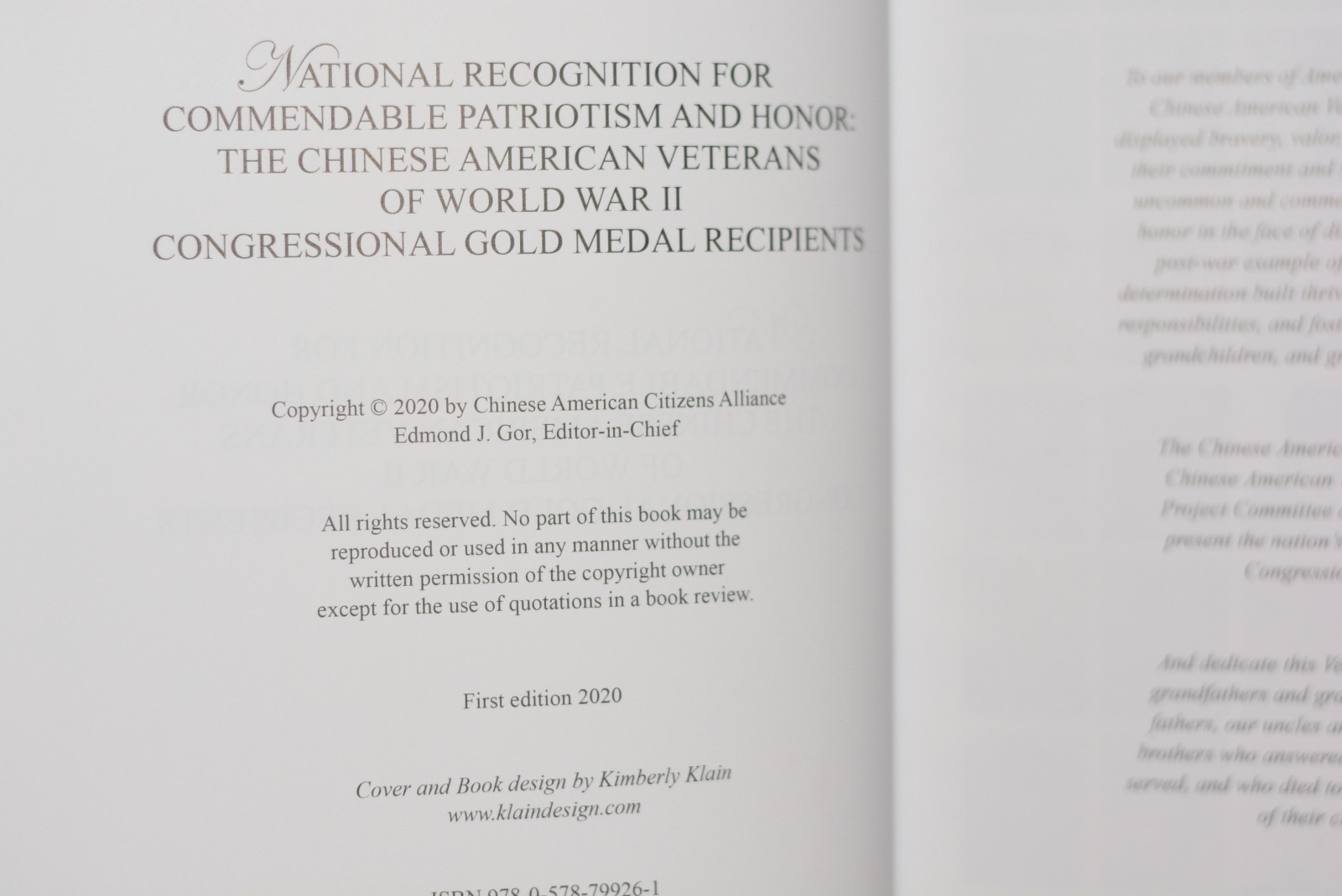 National Recognition for Commendable Patriotism & Honor: Chinese American Vol. 1