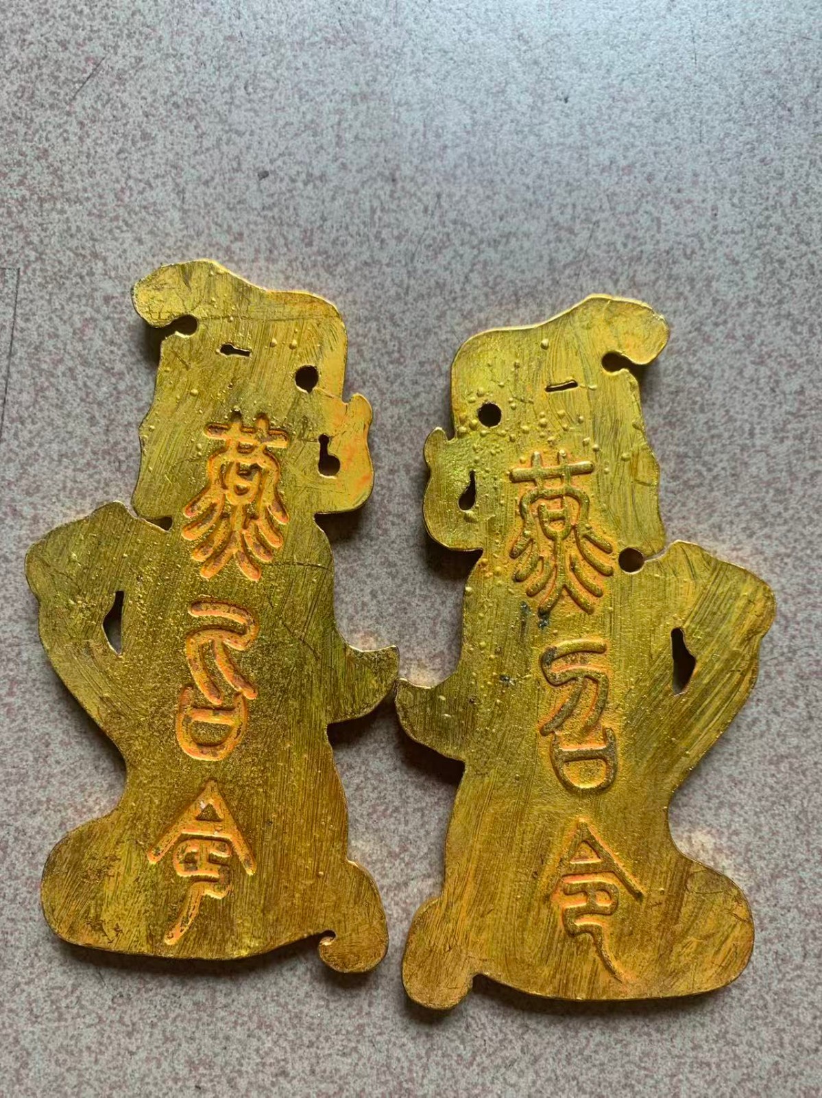 WOW Chinese Bronze Gold-Plated Hand Made *Figure* Military Tally