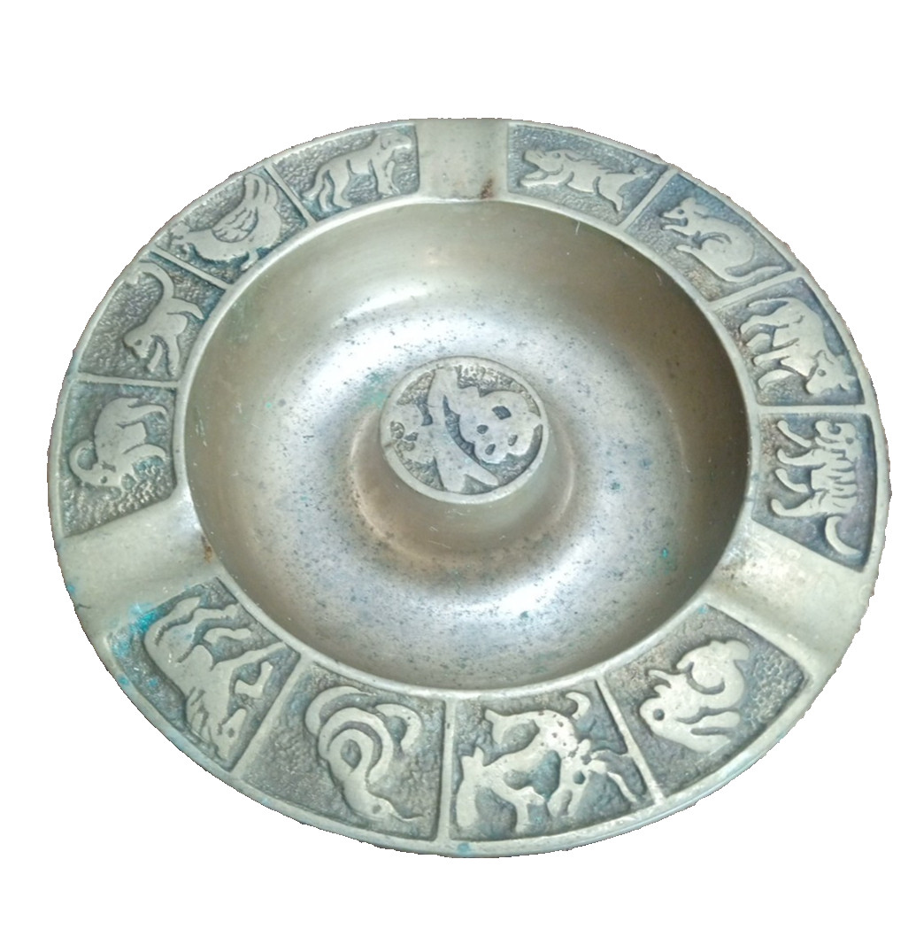 Home Decor Brass Chinese Zodiac Bowl Ashtray Snake Rabbit Monkey Pig Vintage.