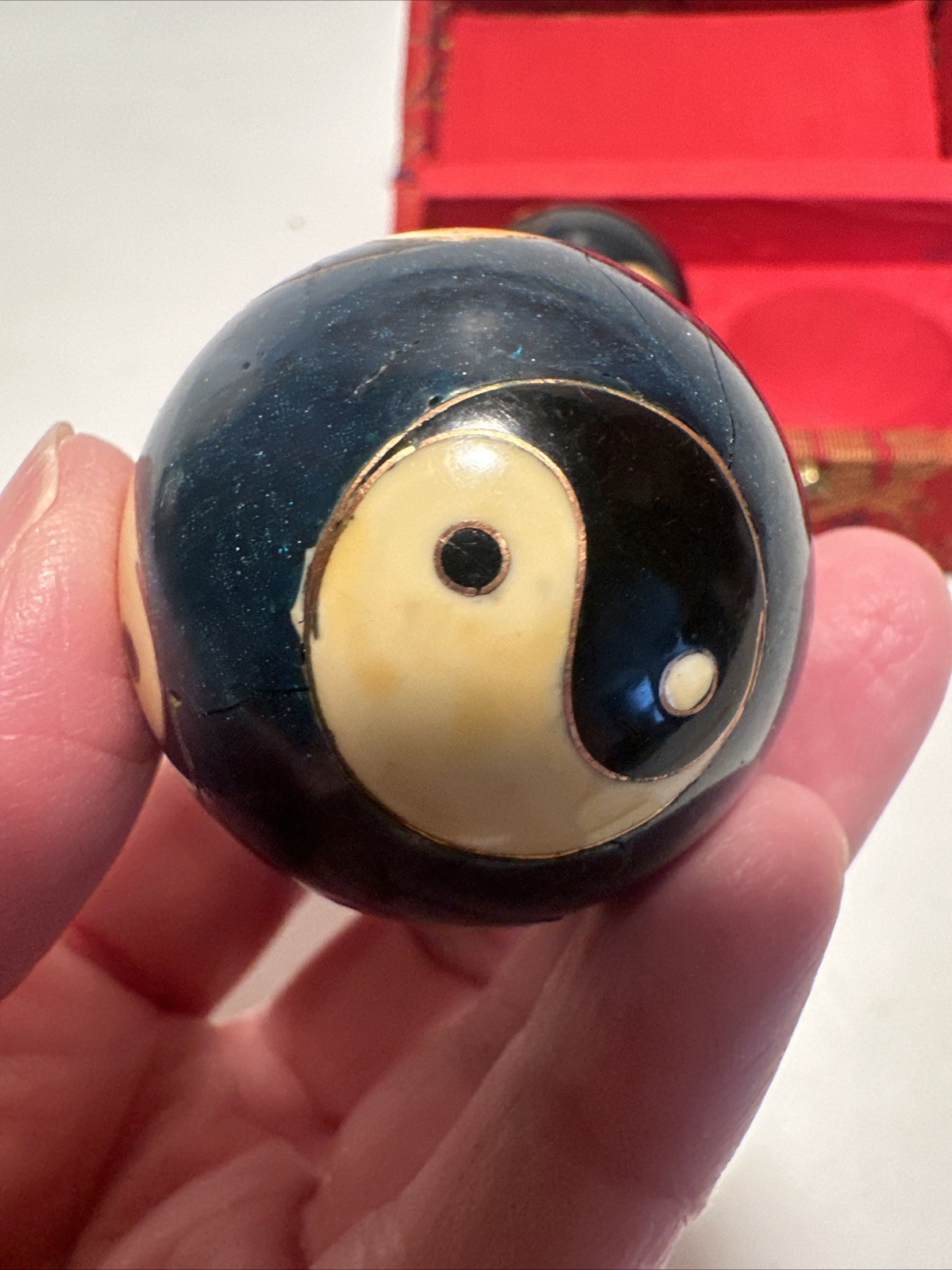 VTG 1990s Lotus Pond Healthy Ball Meditation Ben Wa Cloisonné Dragon & Phoenix