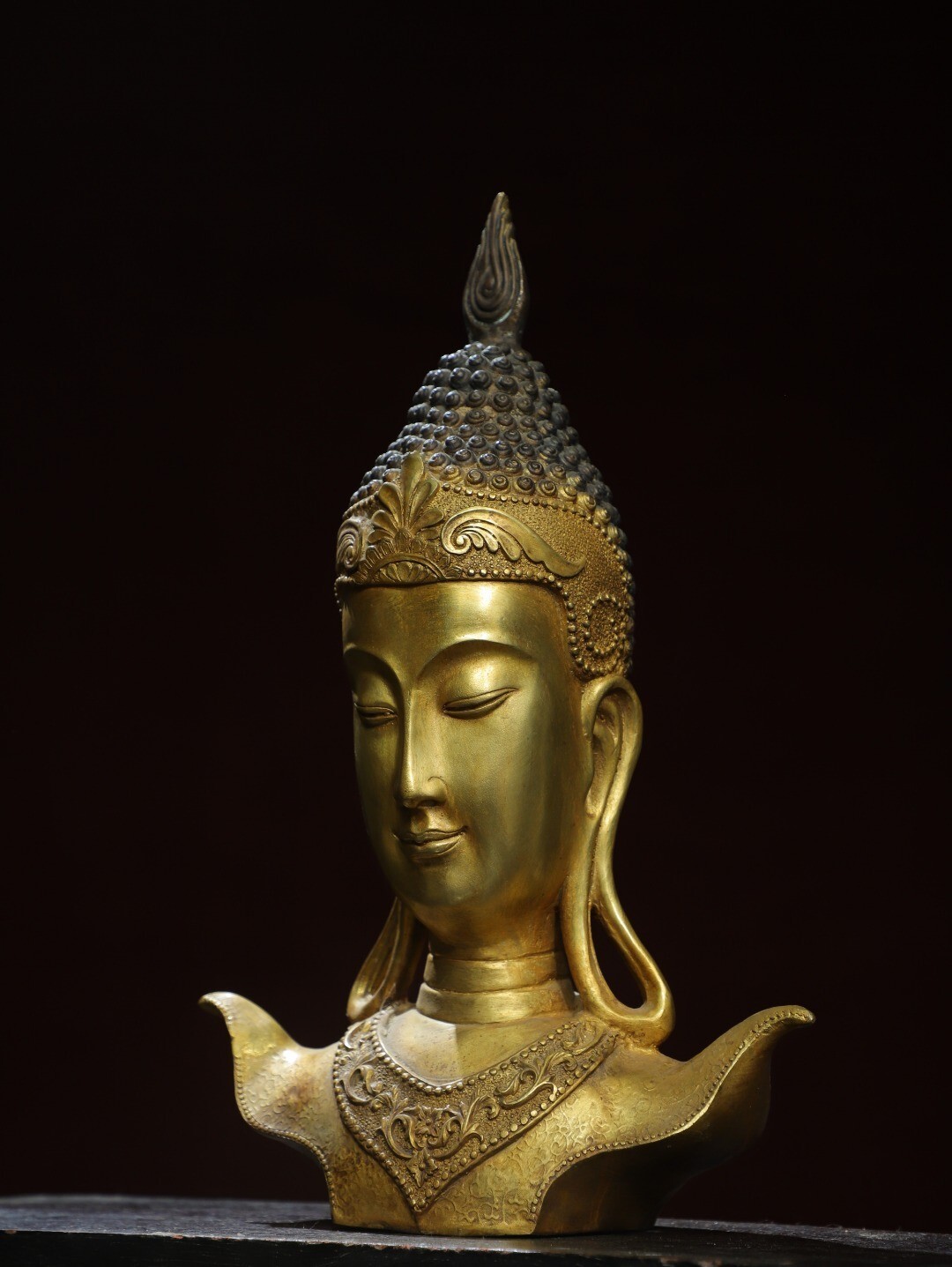 Bronze Gilded Buddha Head Statue