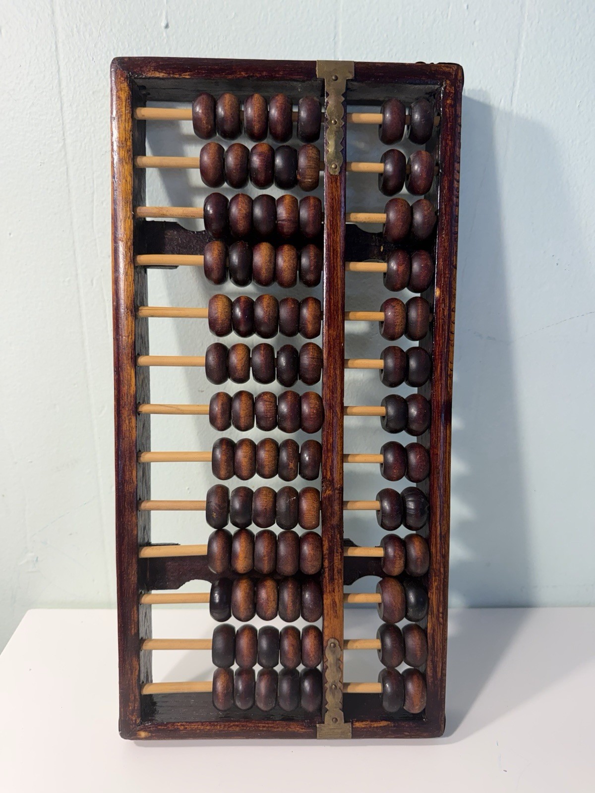 Vintage 13-Row 91-Bead Wooden Chinese Abacus 14.5×7.2×1.2’’