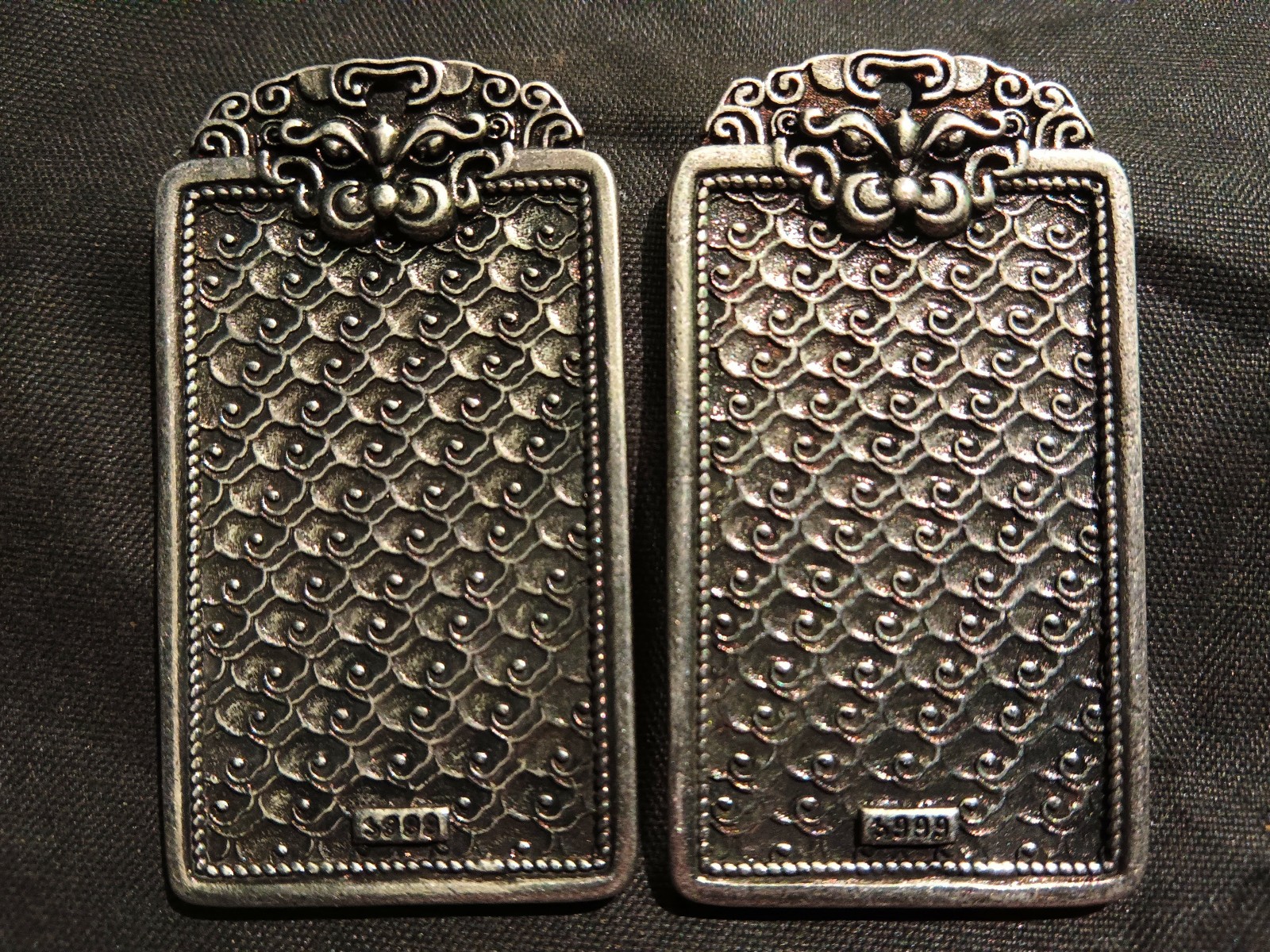 2 Pcs Great Chinese Silver Hand Made *Amulet* Pendants