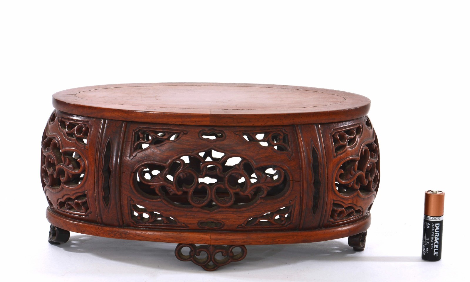 1950’s Chinese Hard Wood Hardwood Carved Carving Vase Statue Stand 8″ 22CM