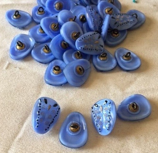 Vintage Czech Republic Glass Butterfly Shank Buttons – Four Colors