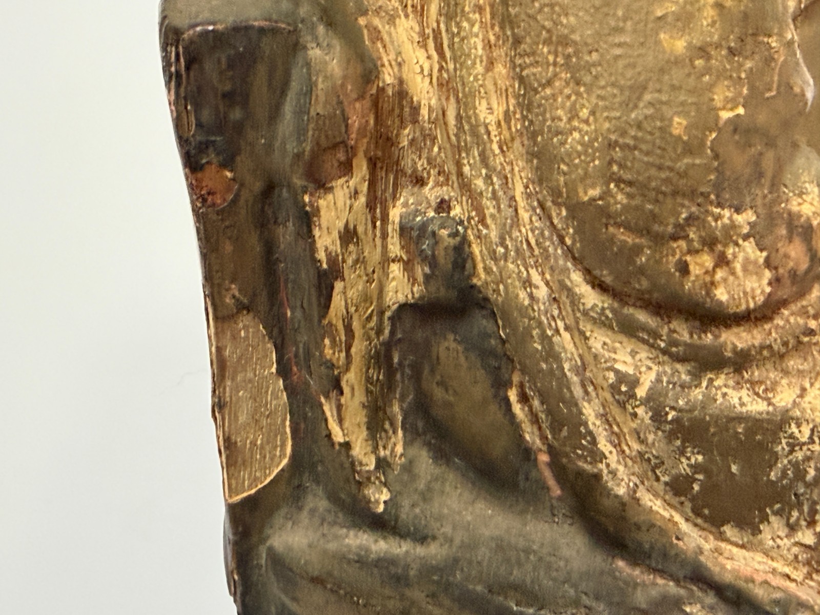 17/18C Chinese Gilt Wooden Folk Carving Seated Deity 8.5″ tall