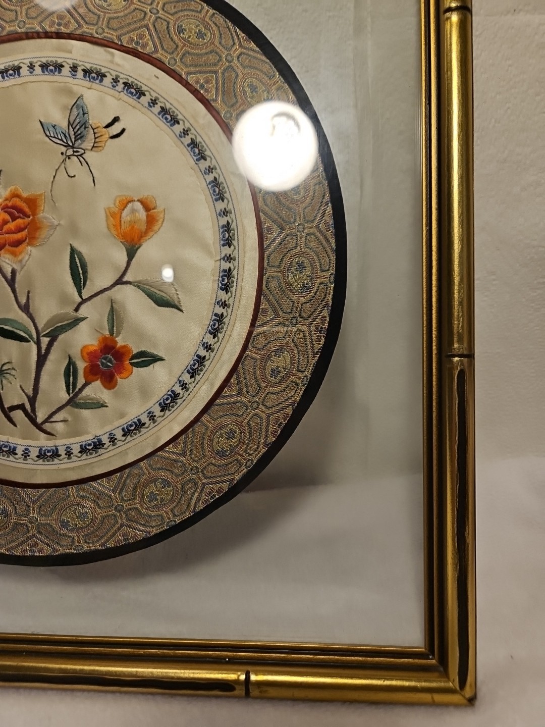 Vintage Bamboo Floating Framed Silk Embroidery Art Panel China 14 X 14 In