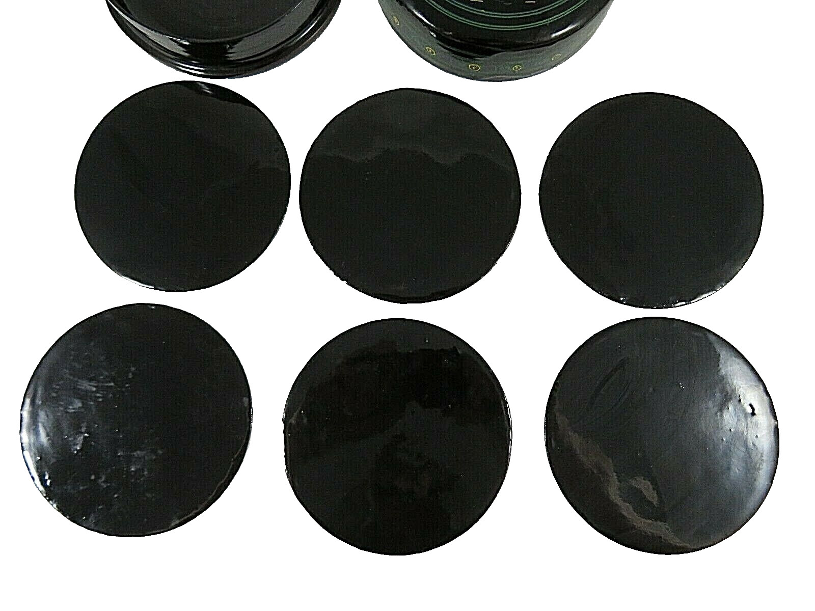 Vintage Burmese Black Lacquer 6 Coasters In Container Etched Elephants Motif