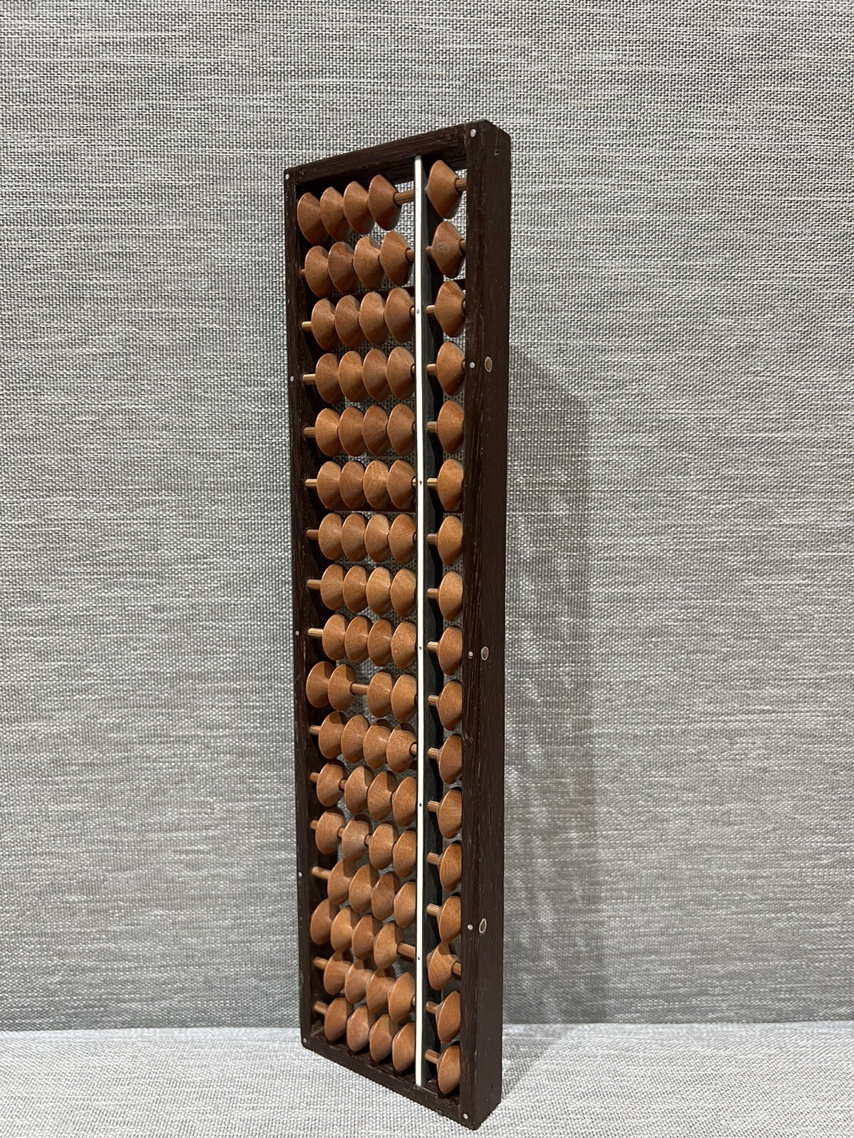 Vintage Wood Abacus 17 Rod Beads Light Brown Beads Counting Calculating Frame