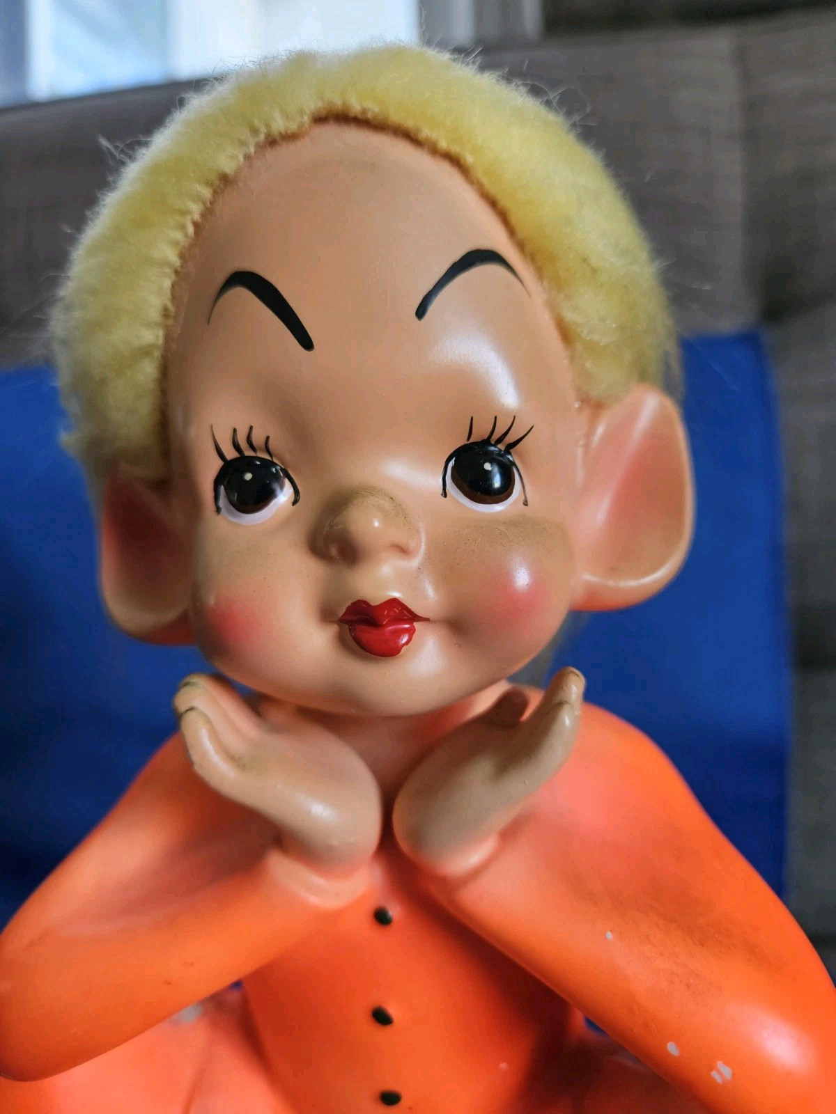 Vintage 1960s Ceramic Chinese Style Pixie Fairy Figurine 9in Tall
