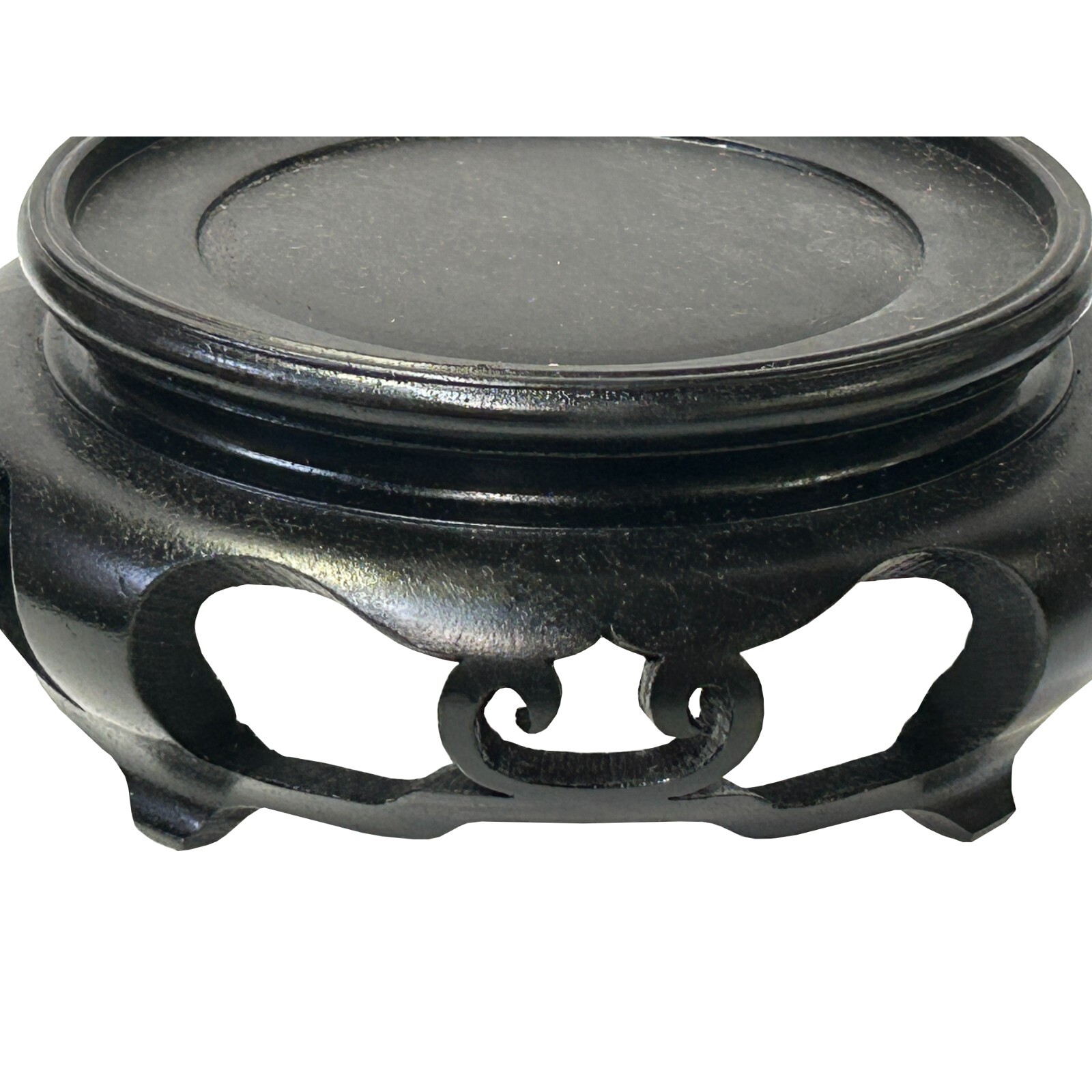 6″ Chinese Black Wood Round Legs Table Top Stand Display Easel Riser ws3983