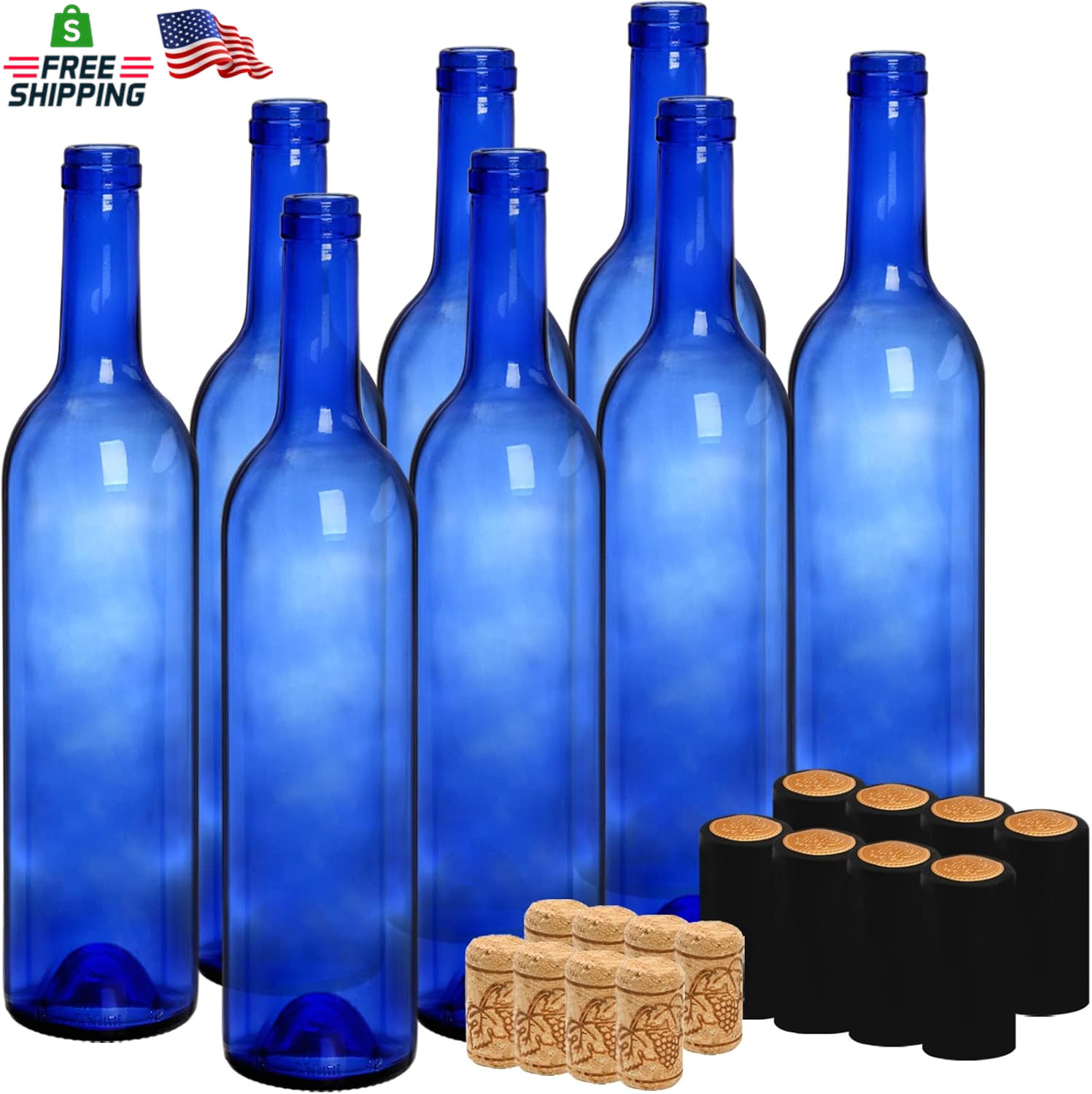 DEAYOU 8 Pack 750Ml Bordeaux Wine Bottles, Glass Clear Bottles with 8 Corks and