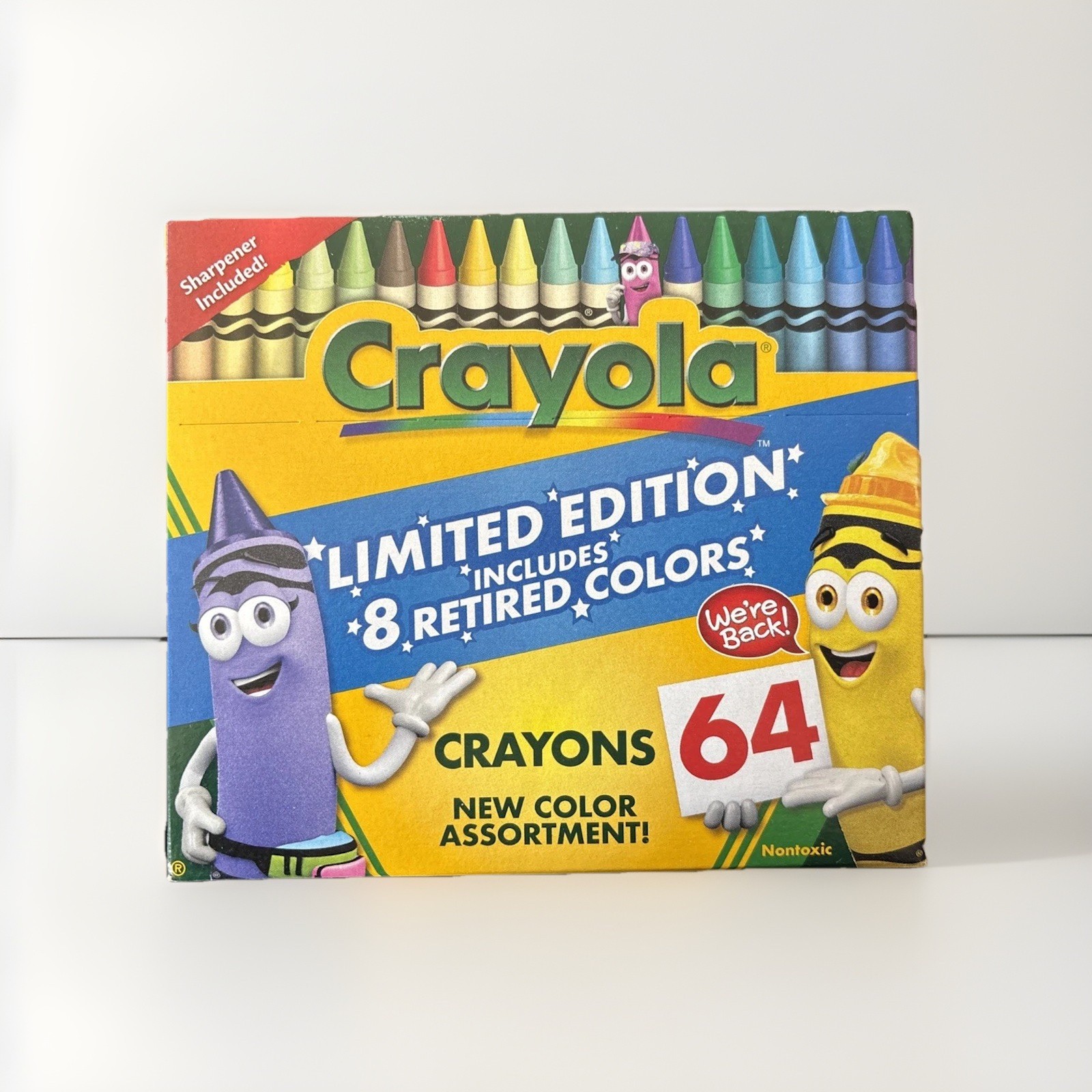 Crayola Crayons Limited Edition 64 Pack with 8 retired colors new w/ sharpener
