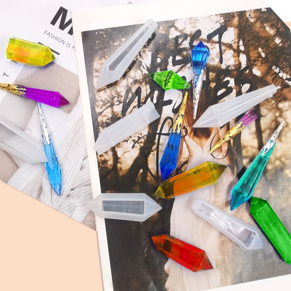 20 Pcs Pendulum Crystal Resin Molds, Pendant Resin Jewelry Molds Multi-Facet …