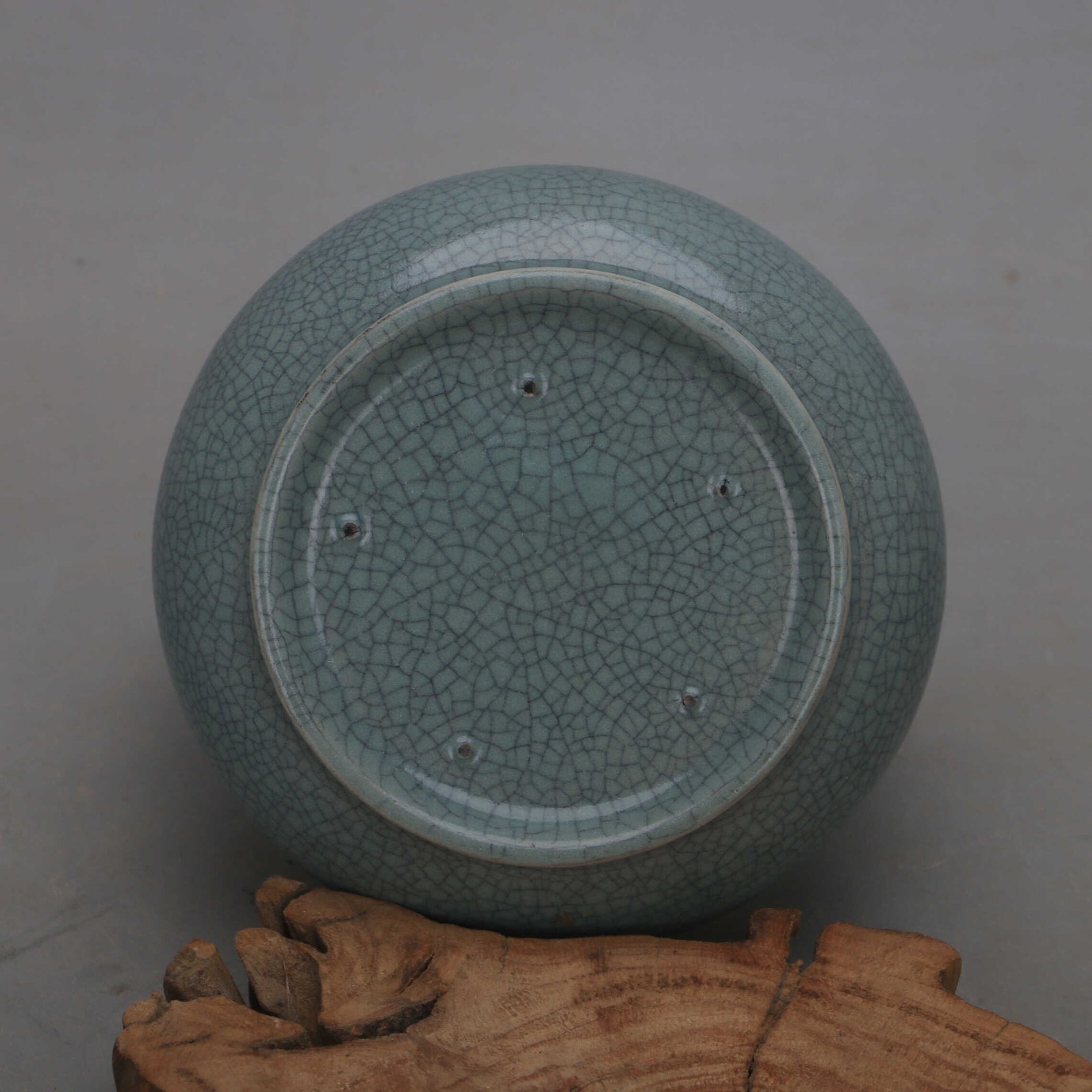 6.2″ China Ruyao Celadon Glaze Porcelain Ice Cracks Two Dragon Incense Burner