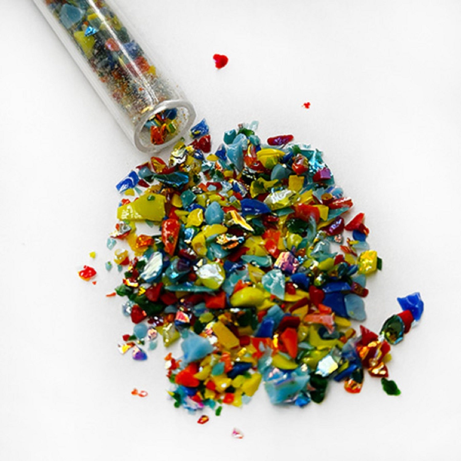 1 oz Opalescent Mixture with Rainbow Dichroic Frit Flakes 96 COE