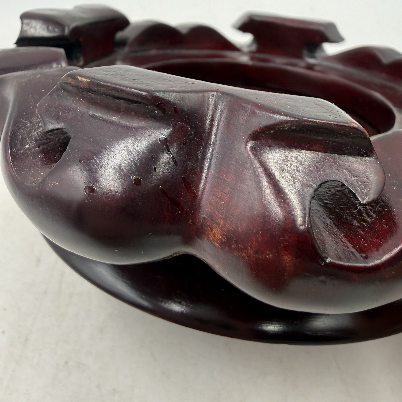 Round Pedestal Display Vase Stand Rosewood Chinese Carving Stable Wooden 4.75”