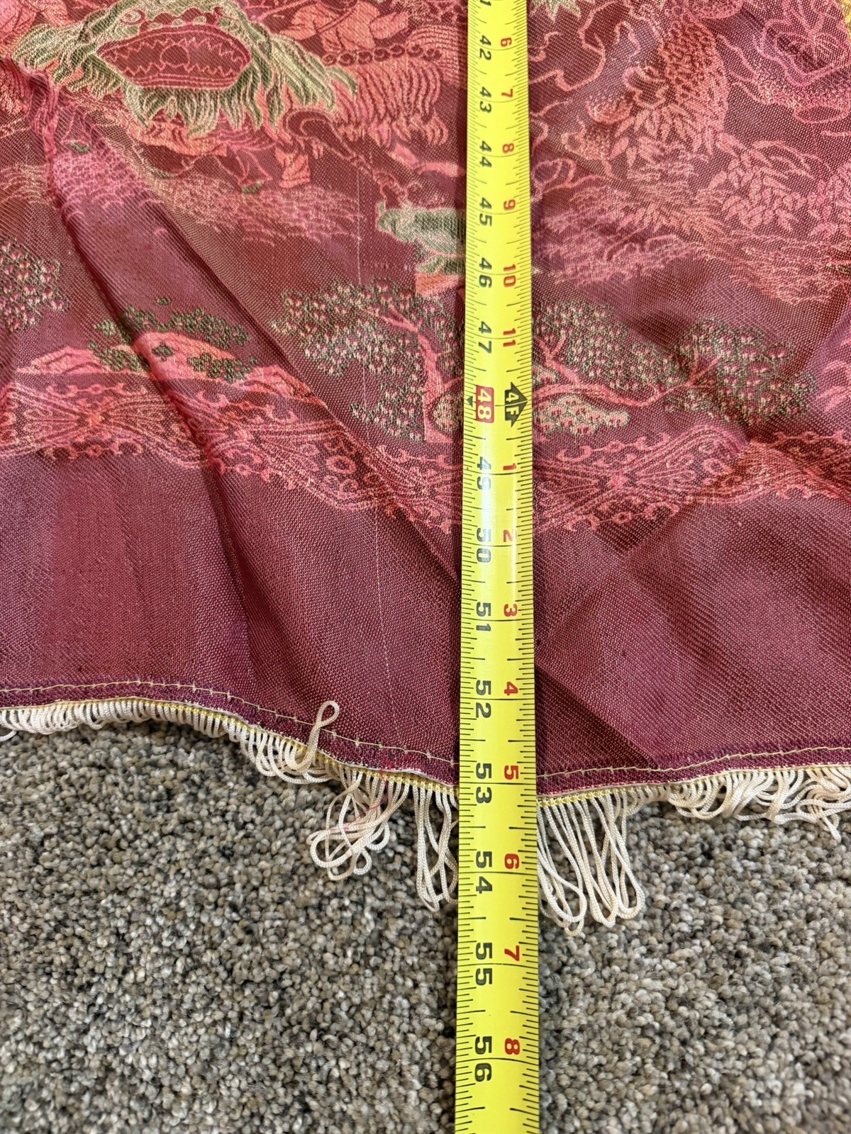 Vintage Asian Silk Oriental Brocade Tapestry Children Playing Garden Pagoda