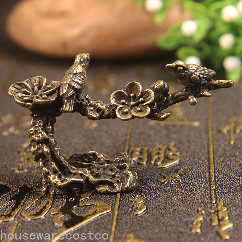 Pure Copper Plum Miniature Ornaments Antique Brass Figurine Decorations Craft