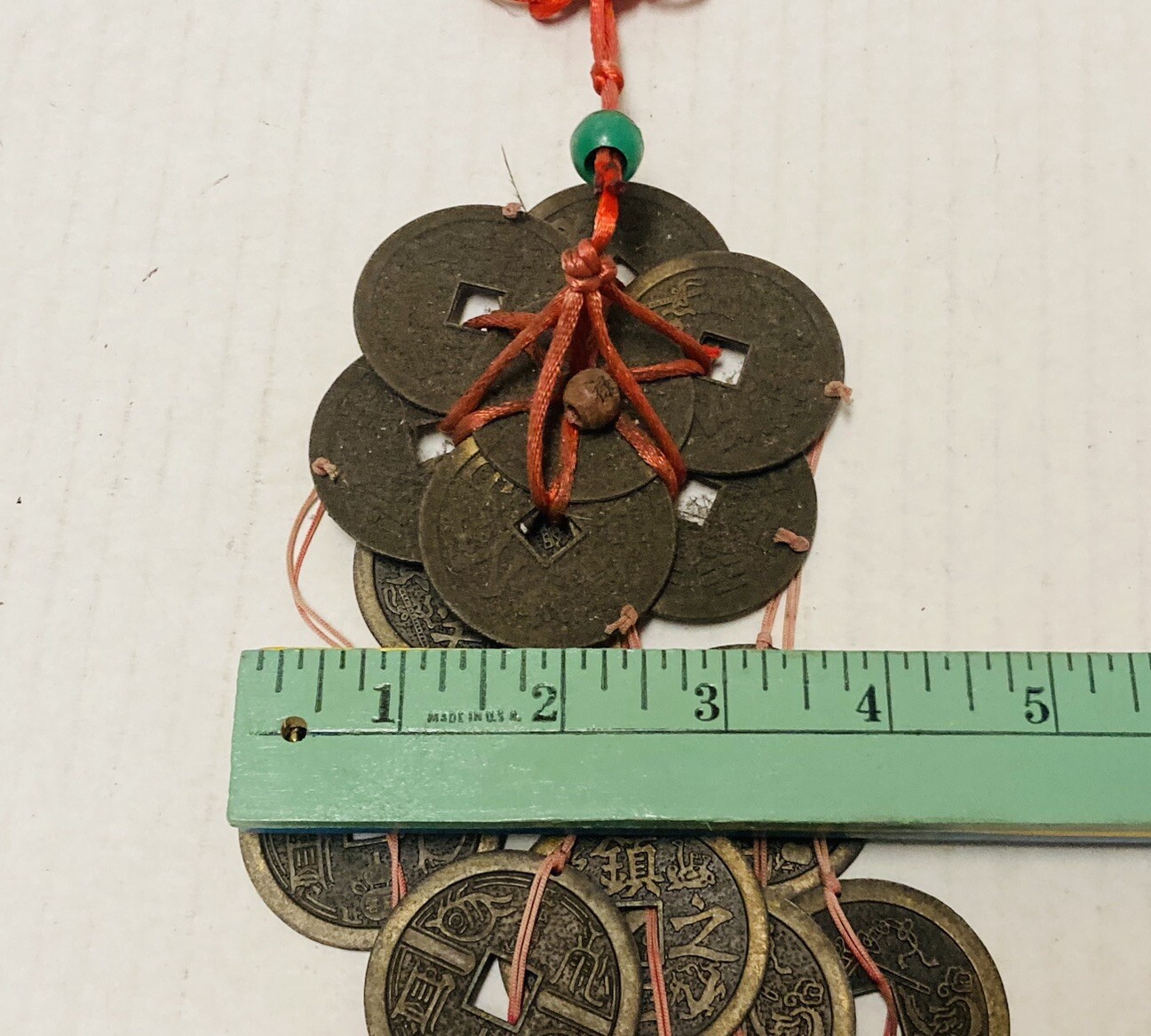 Rare 1950s Chinese Coin Token Wind Chime Feng Shui Buddha Qwan Yin Charm Art X