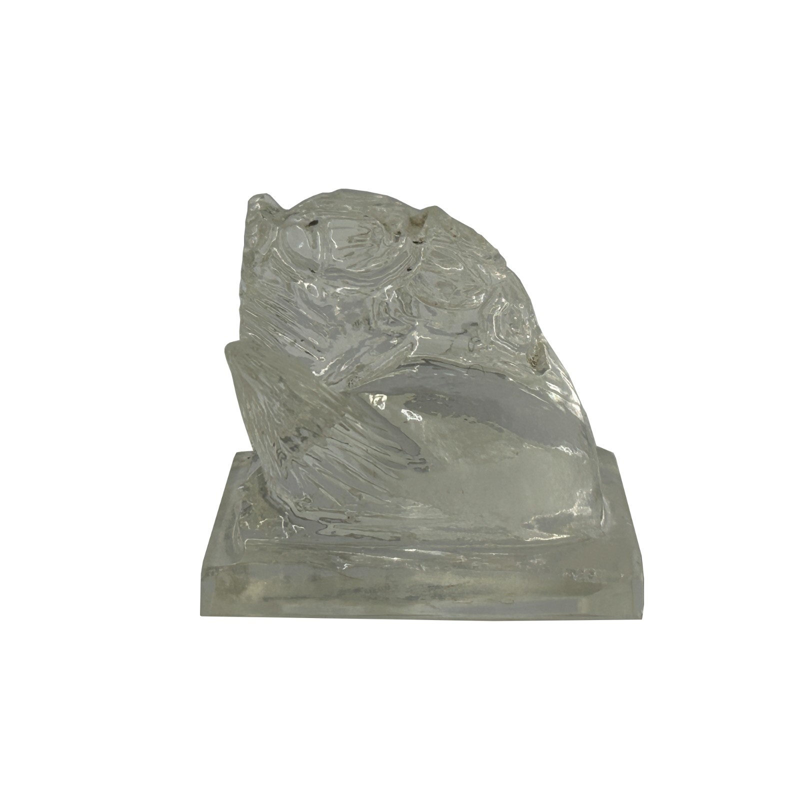 Chinese Clear Glass Foo Dog Lion Fengshui Display Figure Art ws4170