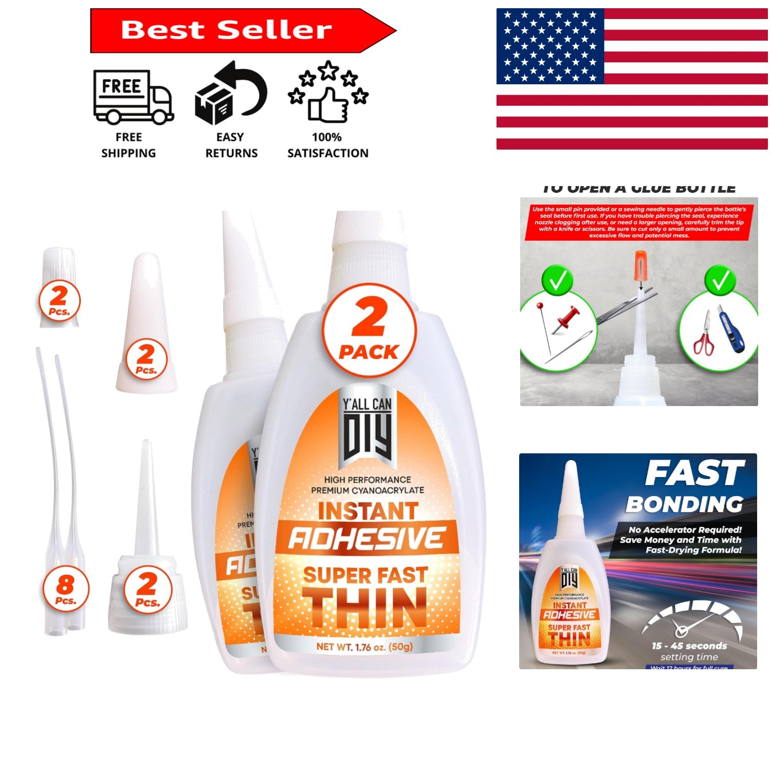 Versatile 2 Pack CA Glue 1.76 Oz – Waterproof & Fast Drying for All Projects
