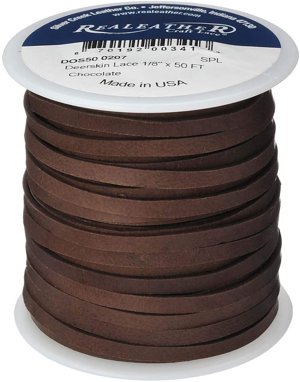 Realeather Crafts Deerskin Lace 1/8″ Inches (3.2mm) X 50′ Feet (15.24m) Spool