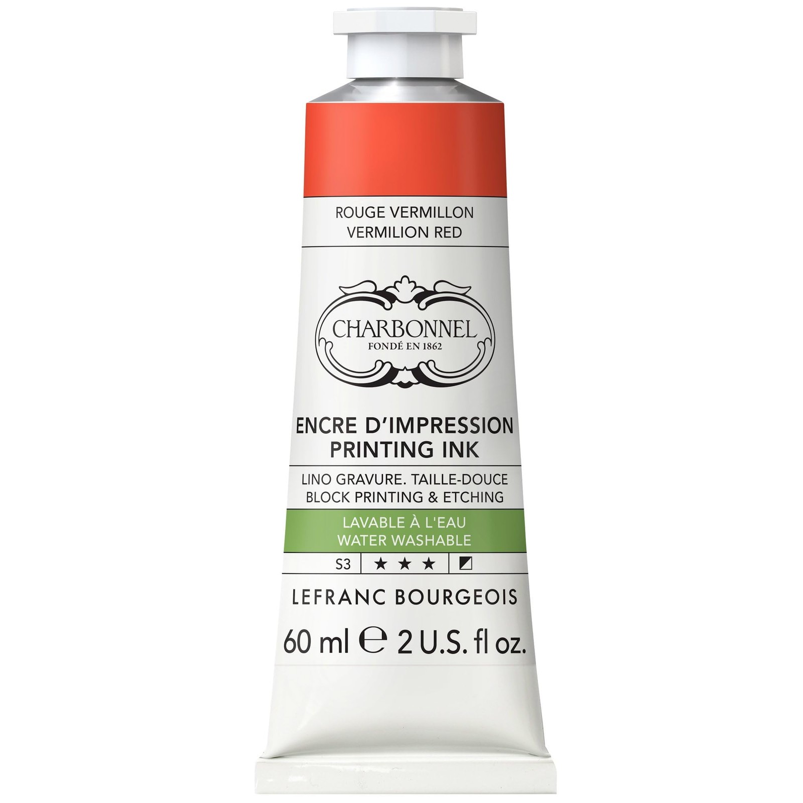 Charbonnel Water Washable Printing Ink 60ml 2oz Vermillion Red Printmaking