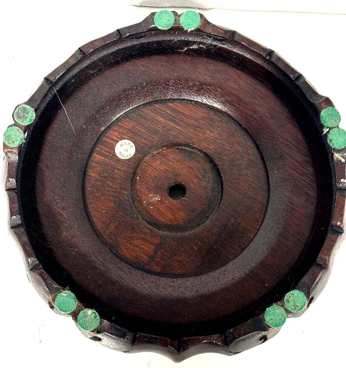 Vintage Wood Pedestal Shelf Ruyi for Vase made in Macau
