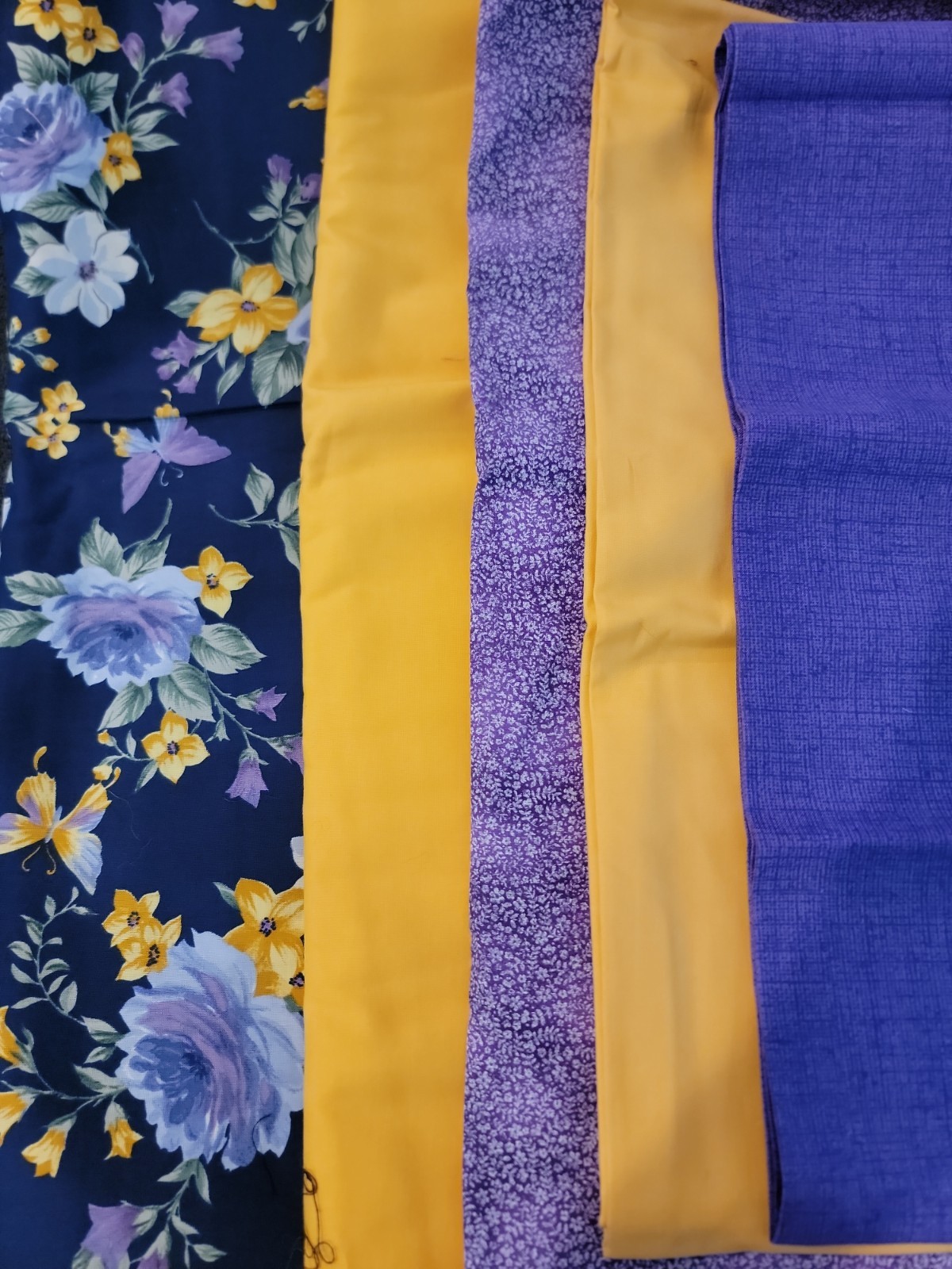 Cotton fabric 5 pieces, flowers & butterflies
