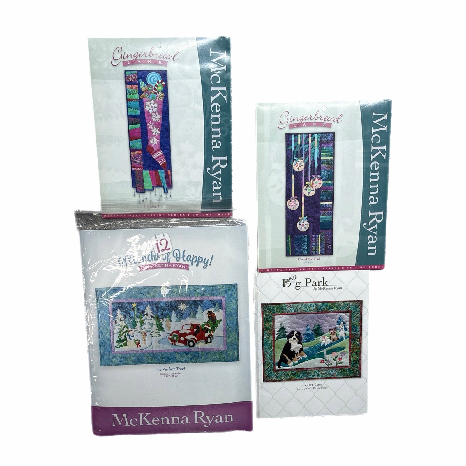 McKenna Ryan Quilt Pattern Lot Gingerbread Lane 12 Months Happy Dog Park 4pc NEW