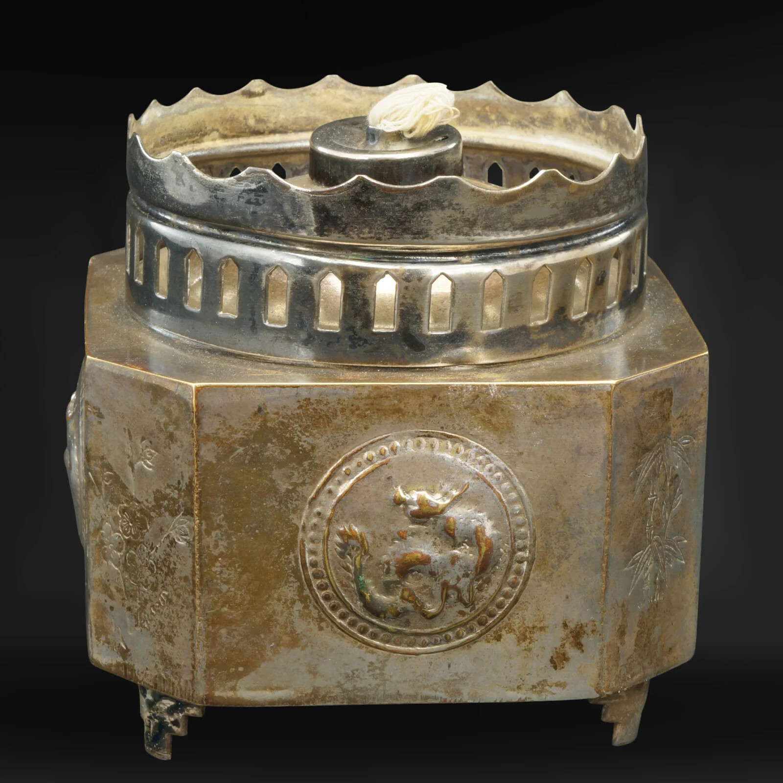 Hong Kong Paktong Oil Lamp Base c 1950
