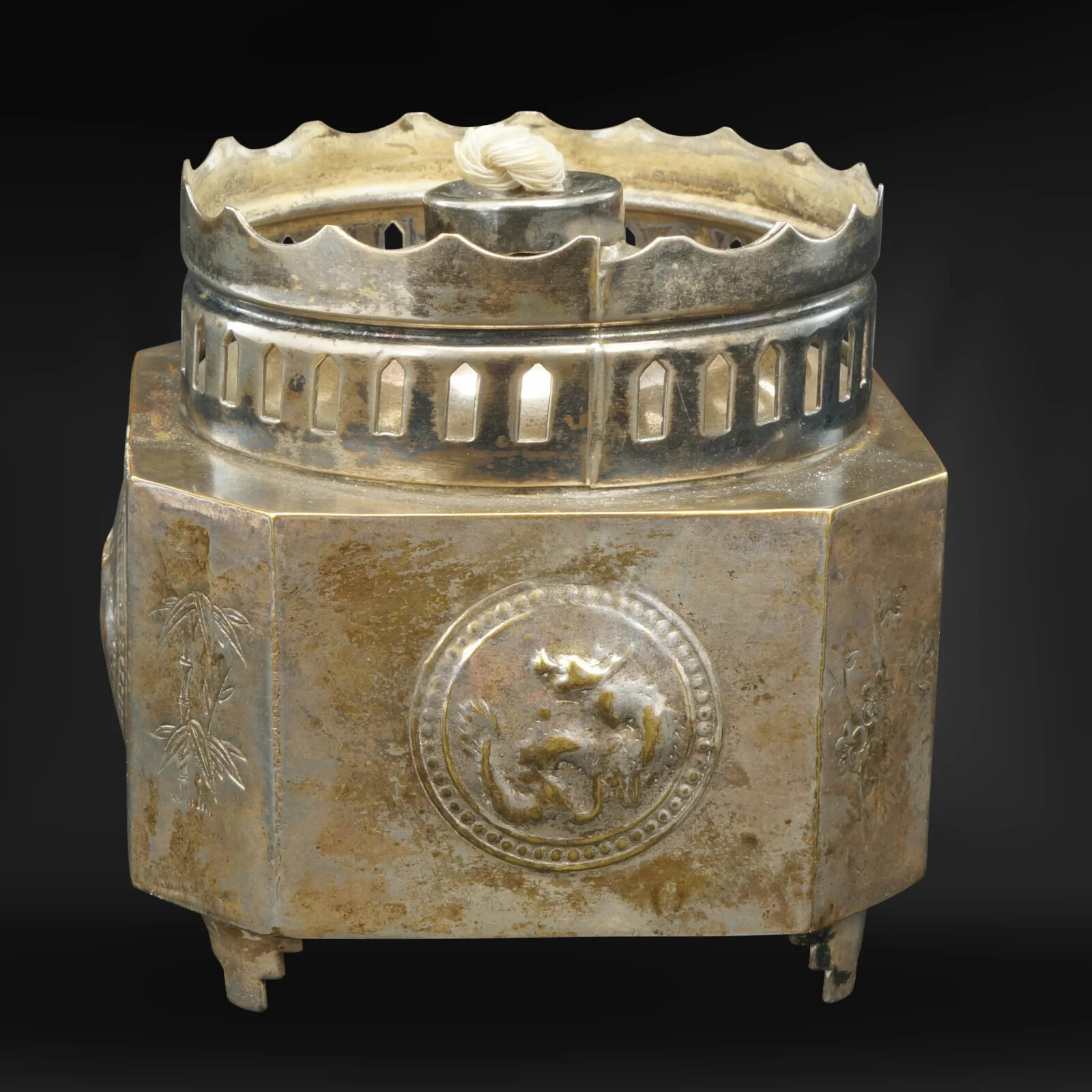 Hong Kong Paktong Oil Lamp Base c 1950