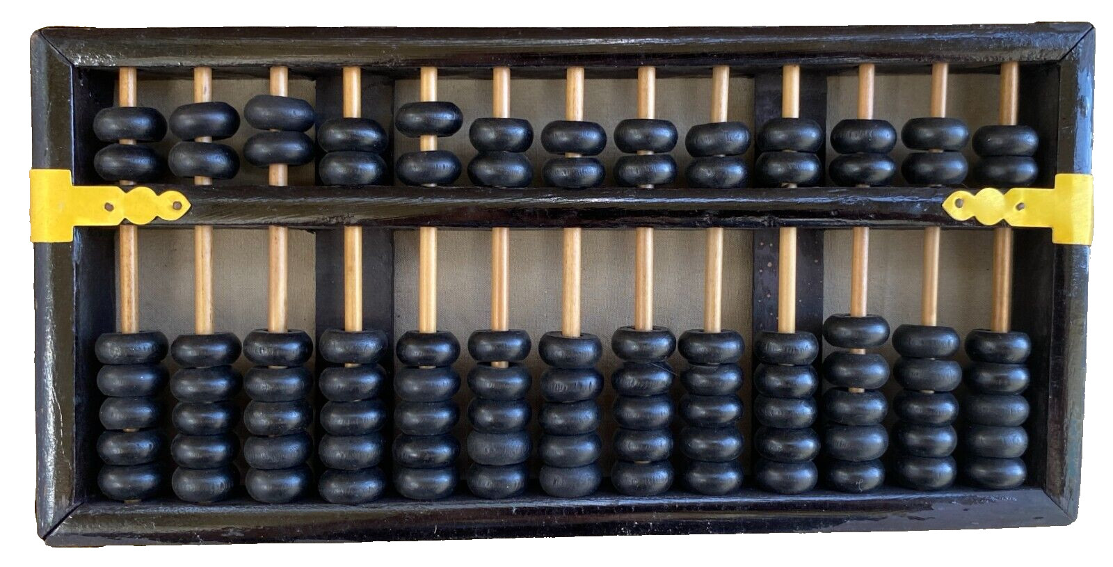 Wood & Brass Abacus Pair People’s Republic China, Lotus-Flower Brand