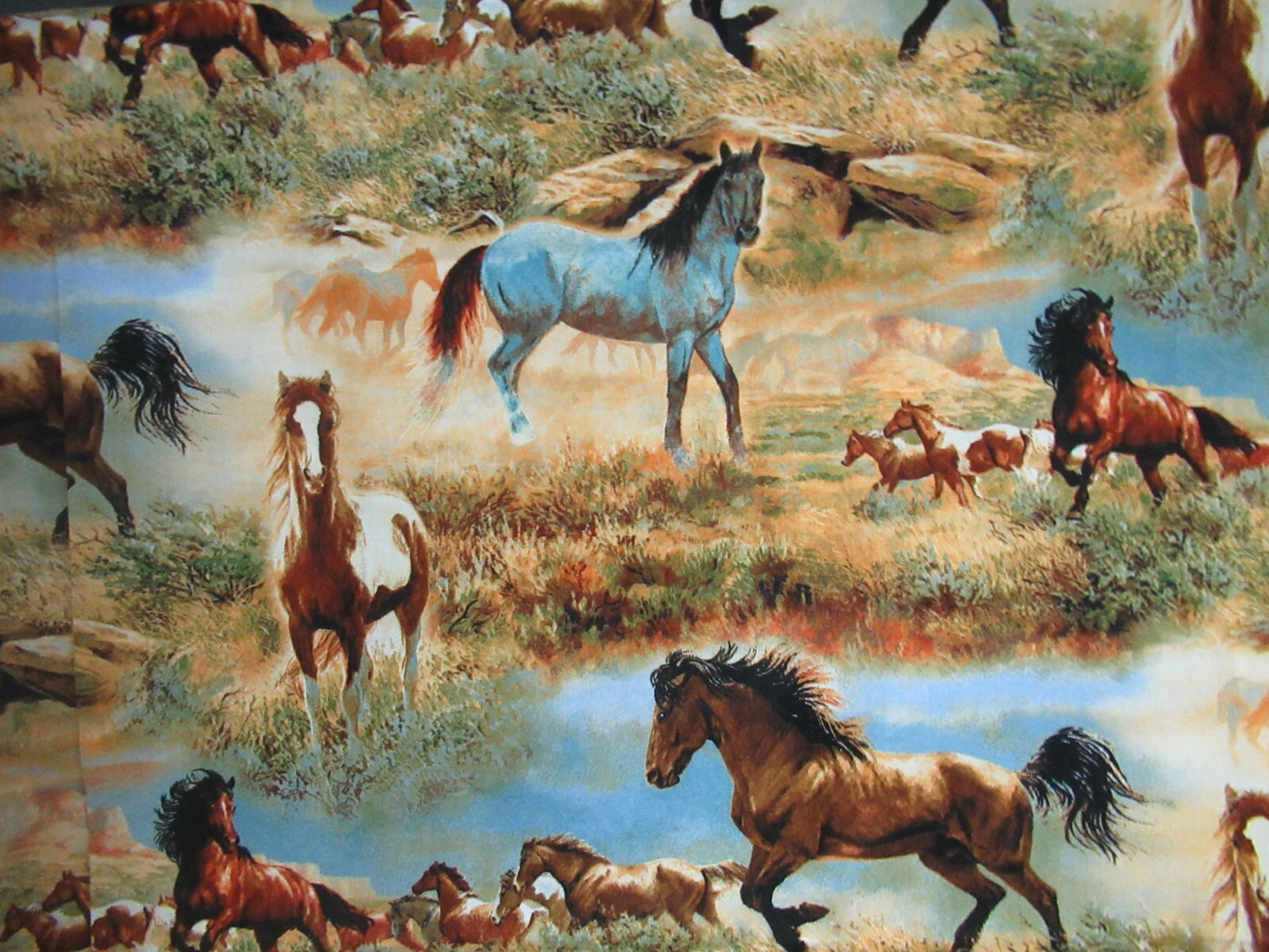 Wild Horses Wild Wings David Textiles Quilting Cotton Fabric 1YD X 44″W NEW