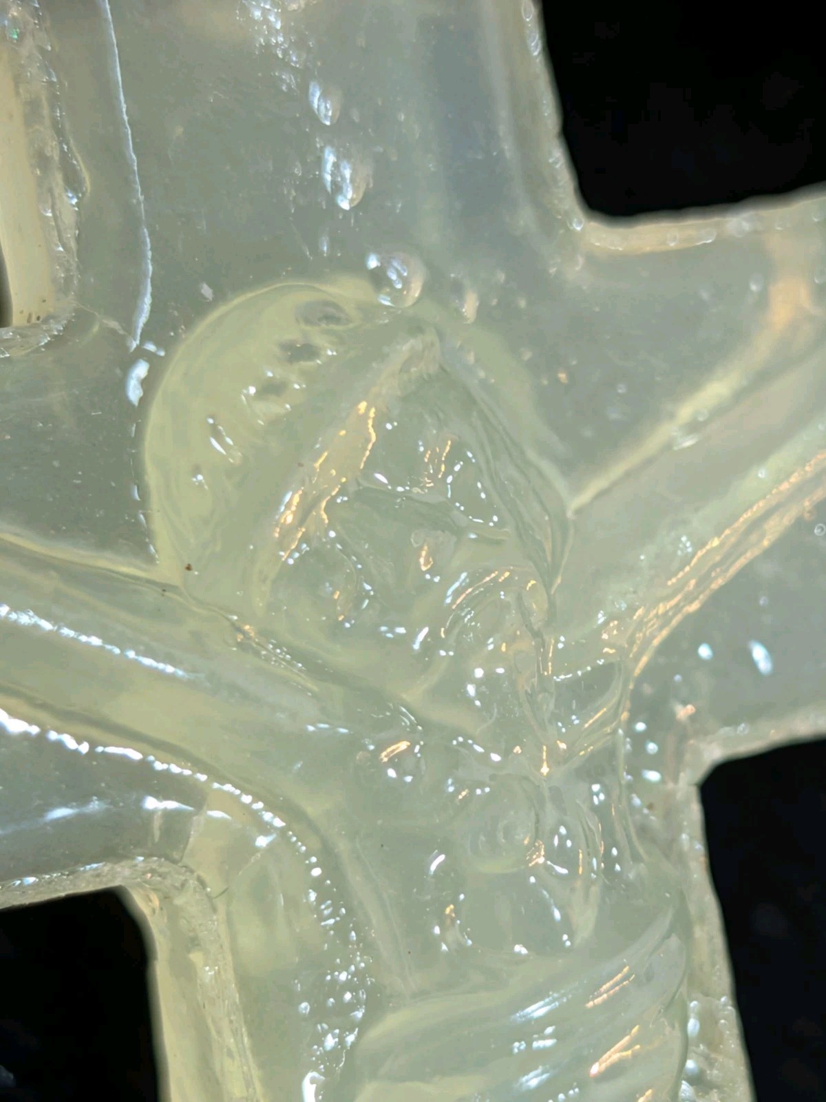 NOS Pale Green Jadeite Nephrite Double Sided Mini Crusifix 1980-2000 Ships US