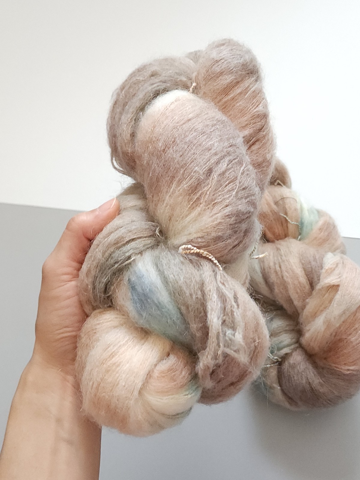 184g Hand Dyed Silk Kid Mohair Yarn Lace Variegated Nomad Earth Camel Turquoise