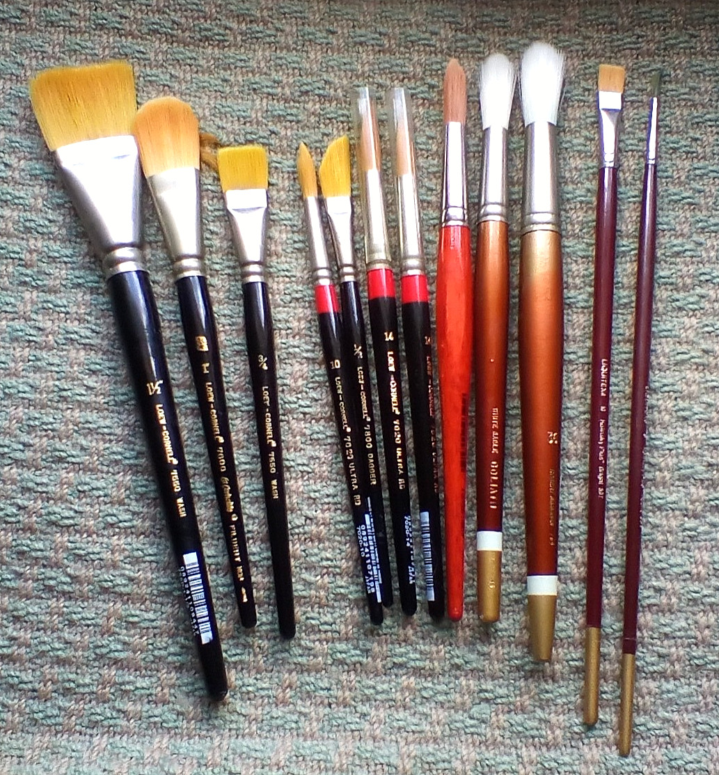 Loew-Cornell, DaVinci,Robert Simmons, Liquitex Lot 12 brushes