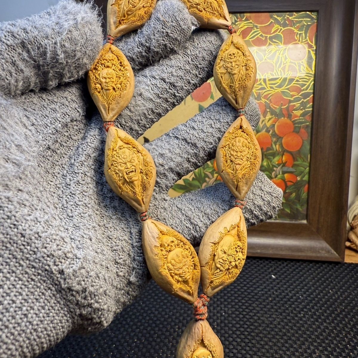 Olive Nut Carving Evil Monk Bracelet Hand Carved Original Skin Wealth Charm