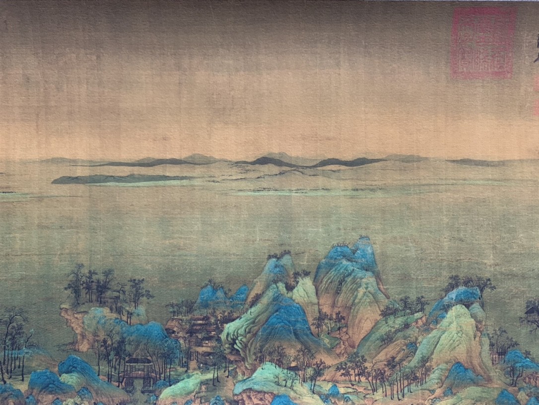 Vintage Antique Chinese Scroll Painting Thousand Li Rivers Mountains Xuan Paper